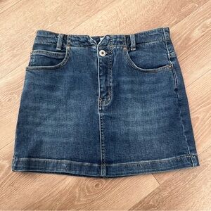 Free People We The Free Blue Stretch Denim High Waist Bodycon Jean Mini Skirt 26